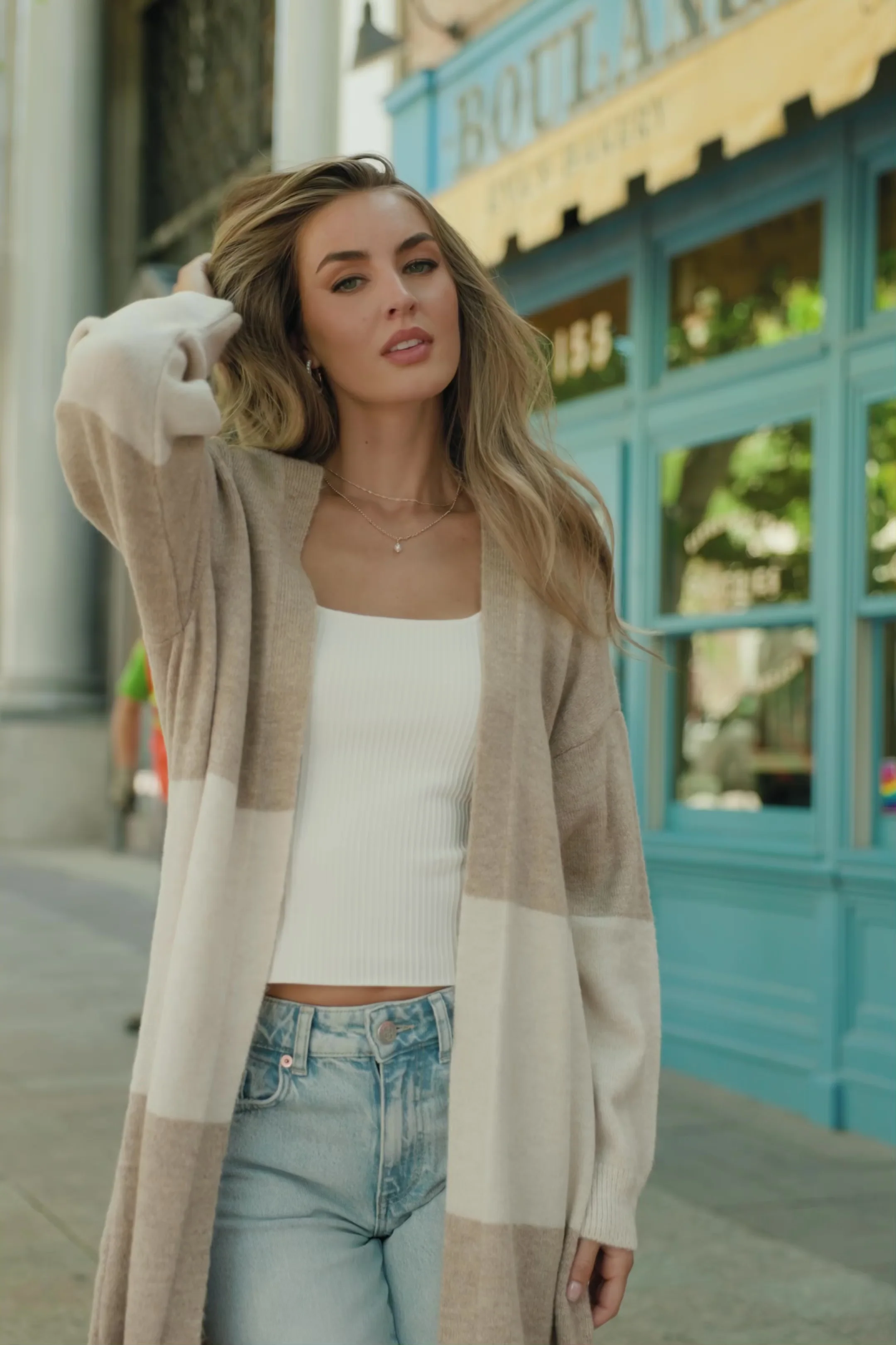 Thea Duster Cardigan - Natural & Ivory