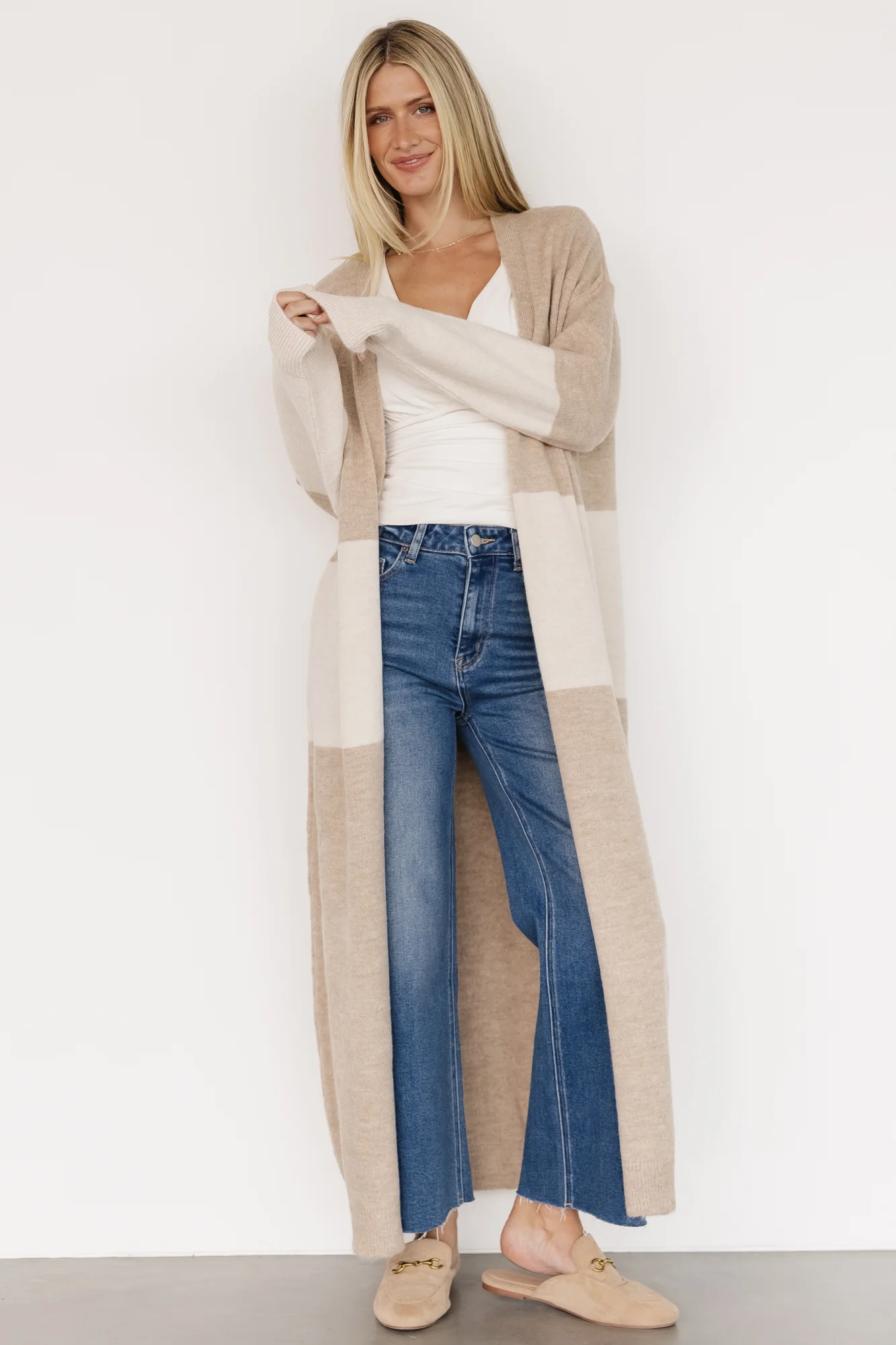 Thea Duster Cardigan - Natural & Ivory 3 Thea Duster Cardigan - Natural & Ivory