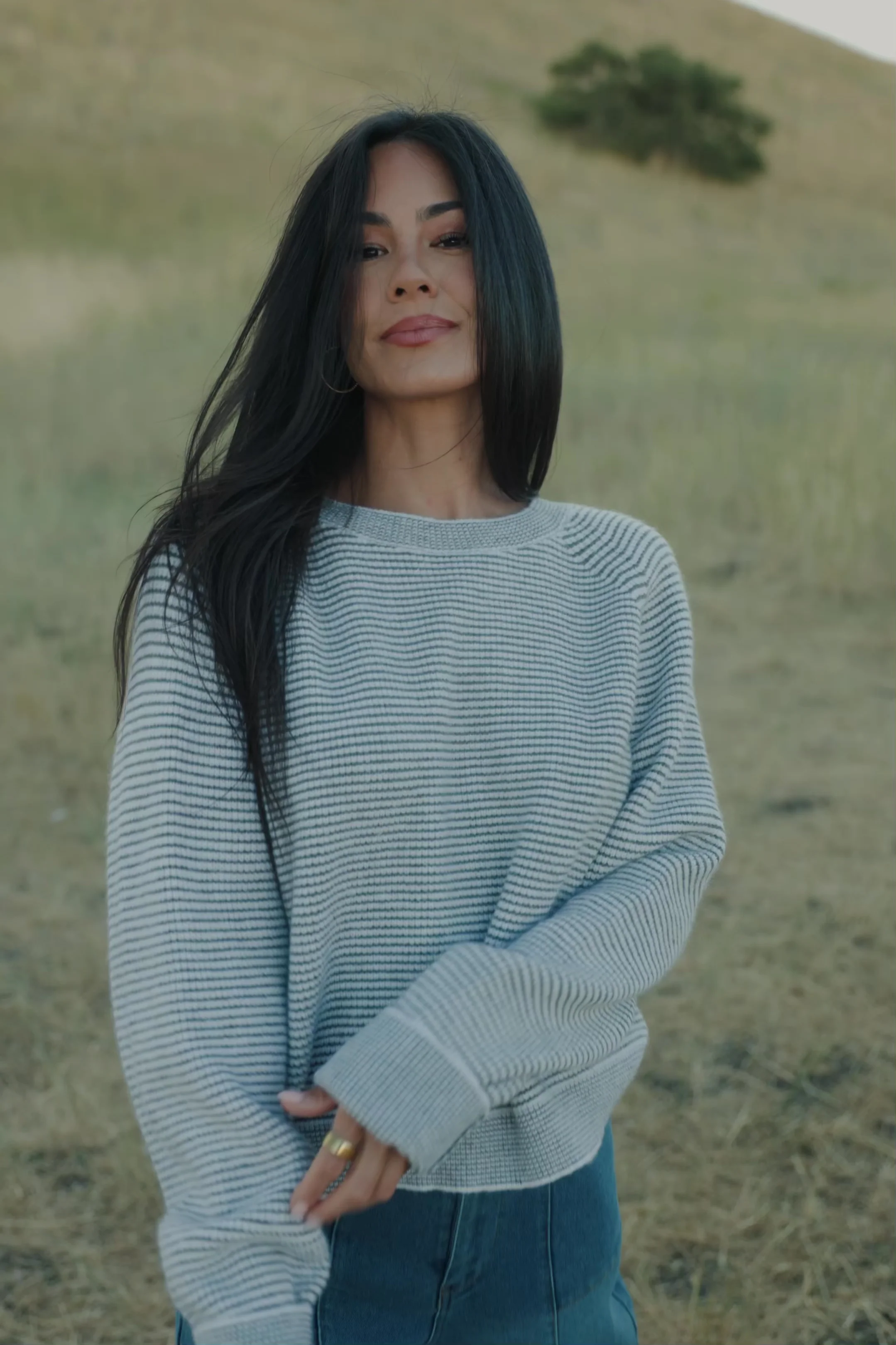 Zadie Striped Sweater - Ivory & Olive