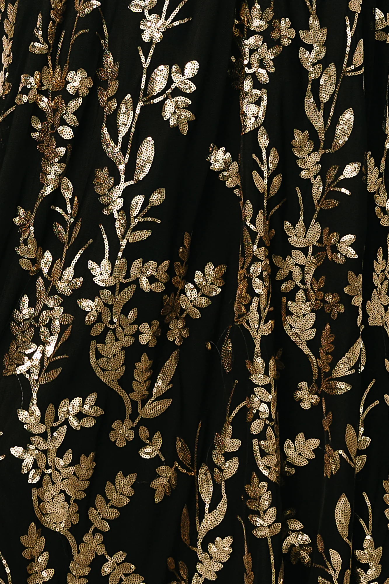 Destiny Sequin Fabric Swatch, Black + Gold