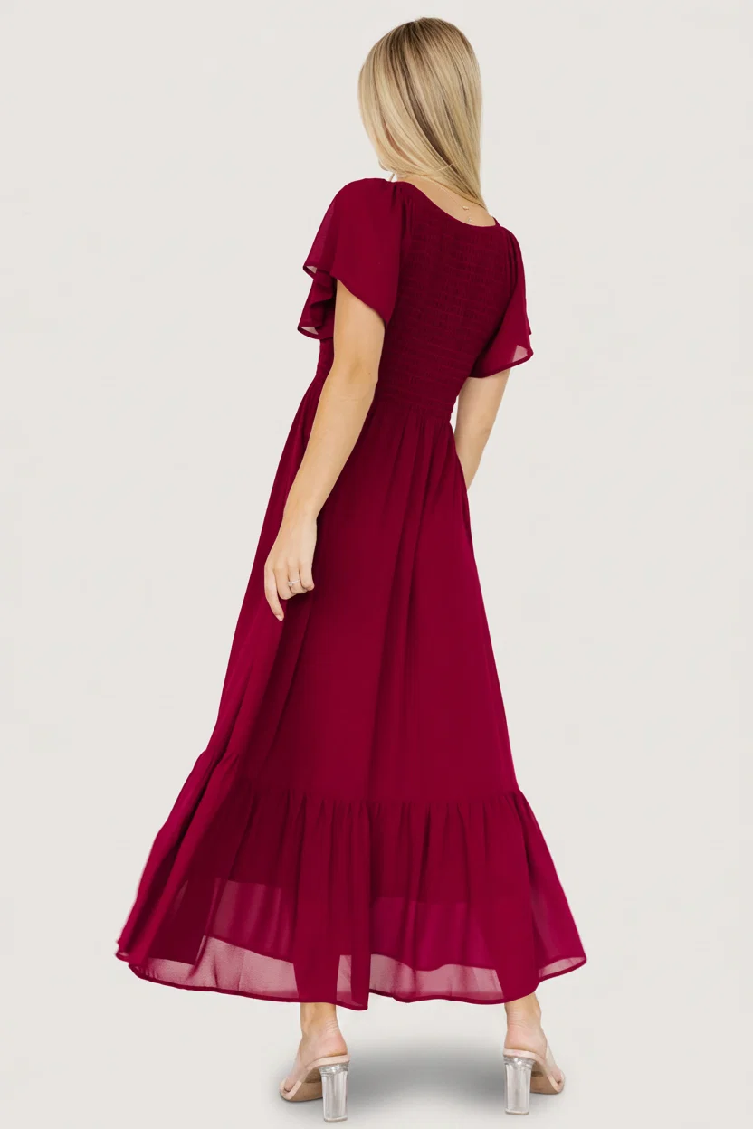 Monica Smocked Maxi Dress — Mulberry 5 Monica Smocked Maxi Dress — Mulberry