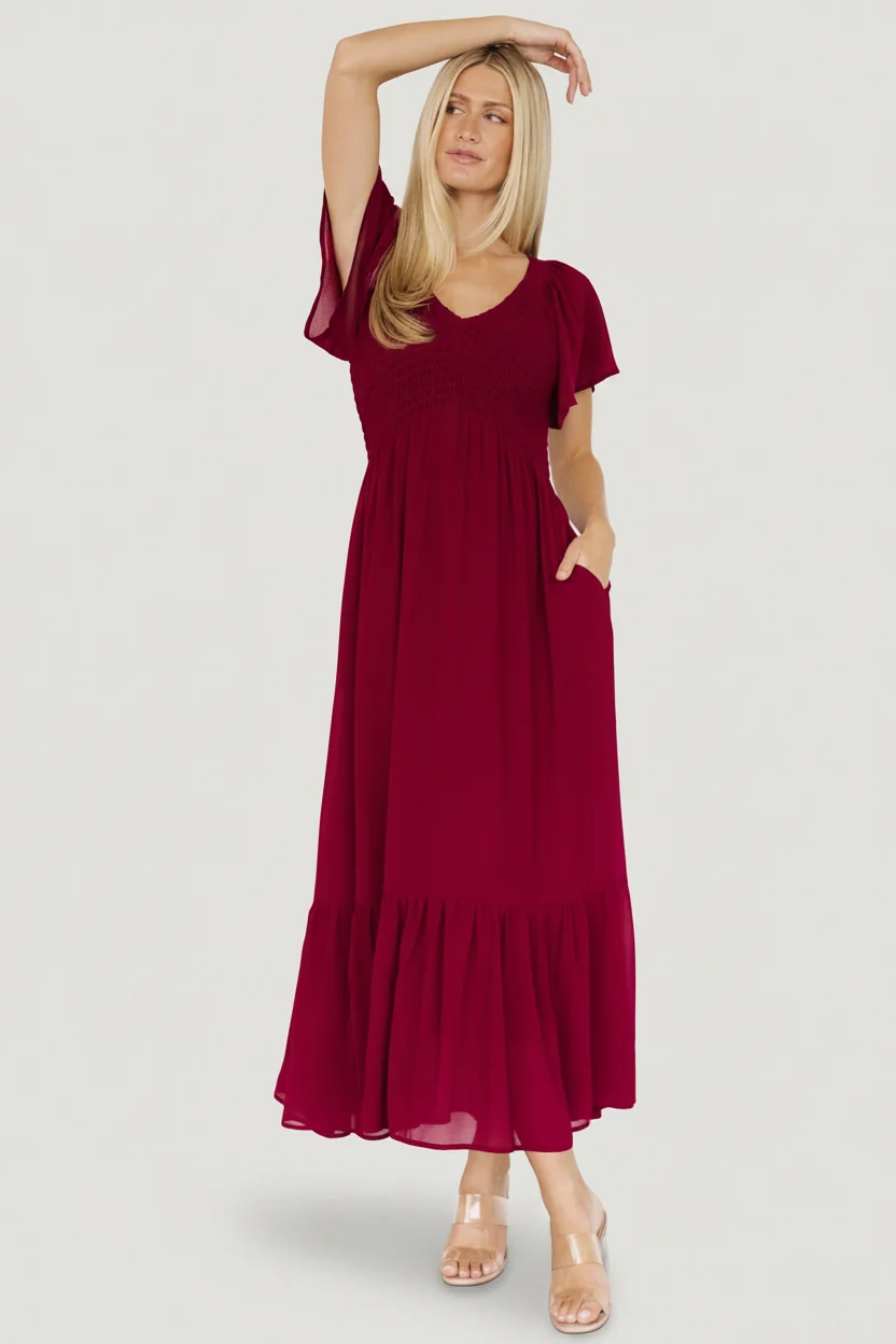 Monica Smocked Maxi Dress — Mulberry 6 Monica Smocked Maxi Dress — Mulberry