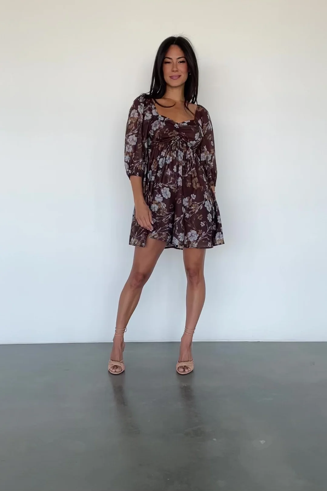 Amalia Romper — Brown Multi Floral Chiffon