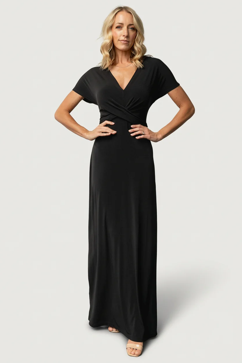Annaeli Cross Front Maxi Dress — V-Neck Maxi