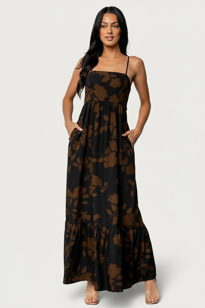 Regan Tank Maxi Dress - Espresso Print Maxi