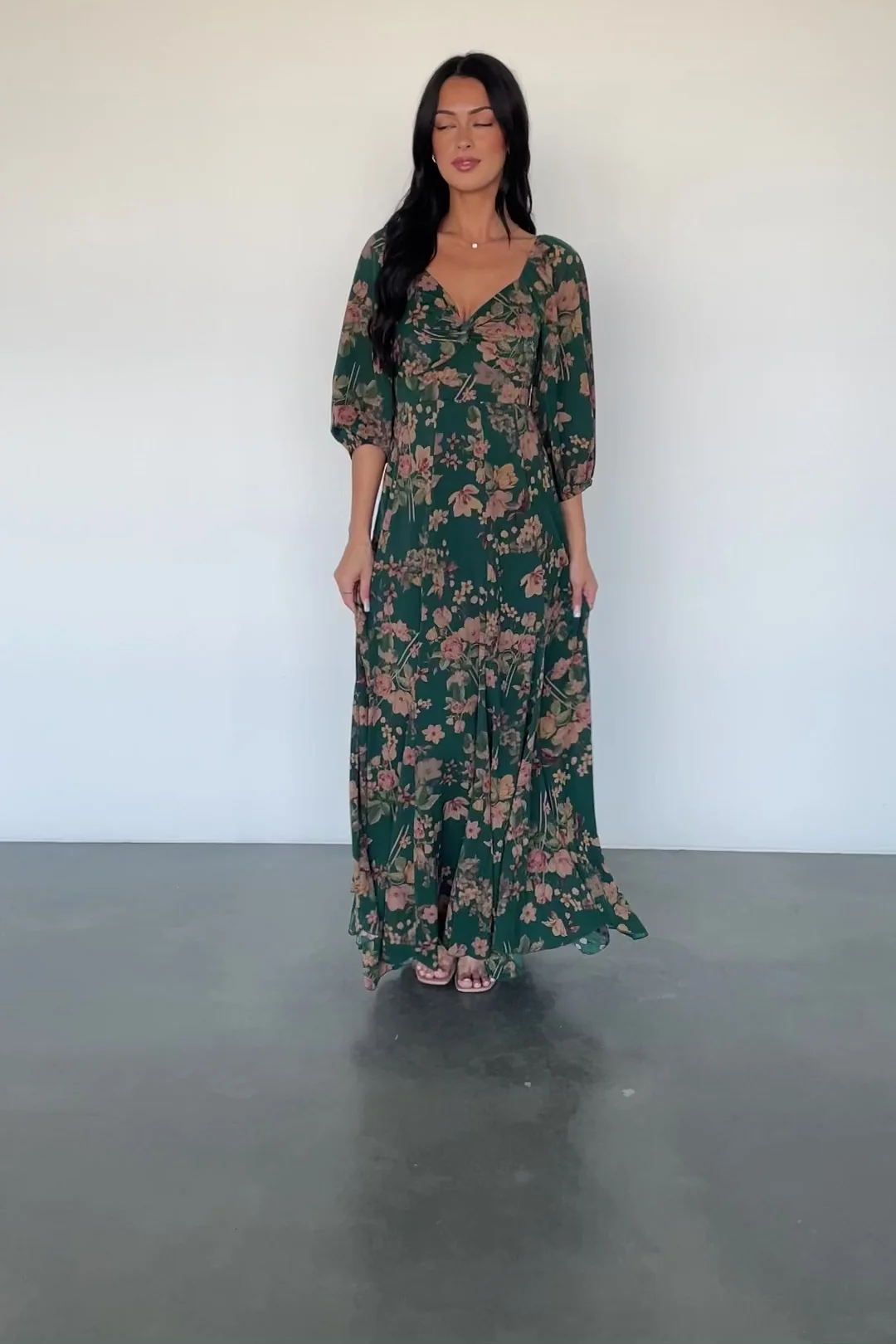Liesel Maxi Dress - Green & Copper Floral 2 Liesel Maxi Dress - Green & Copper Floral
