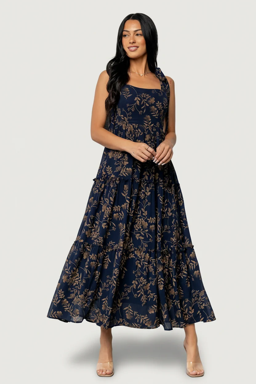 Anita Maxi Dress - Midnight & Gold Floral