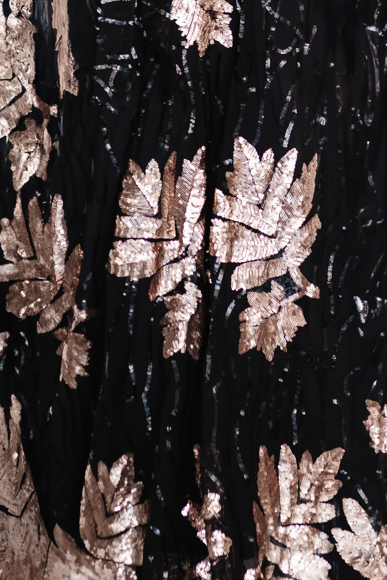 Muse Sequin Fabric Swatch - Black + Rose
