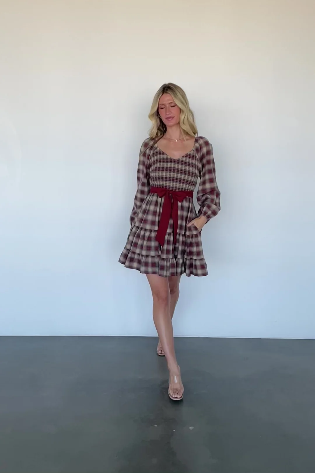 Stina Plaid Mini Dress — Smocked Bodice