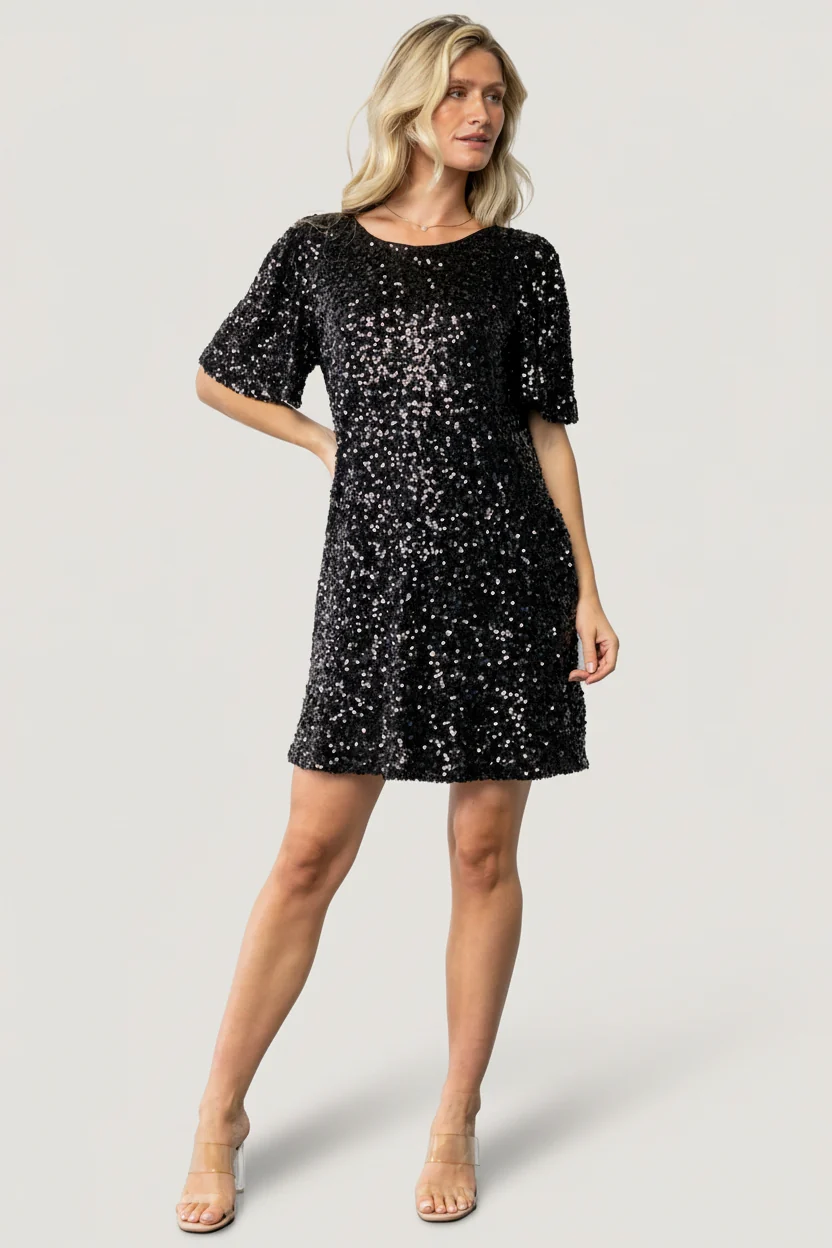 Asta Sequin Shift Dress — Black Party Dress 13 Asta Sequin Shift Dress — Black Party Dress