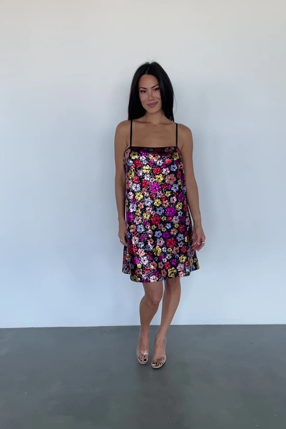Malia Sequin Mini Dress — Black Multi