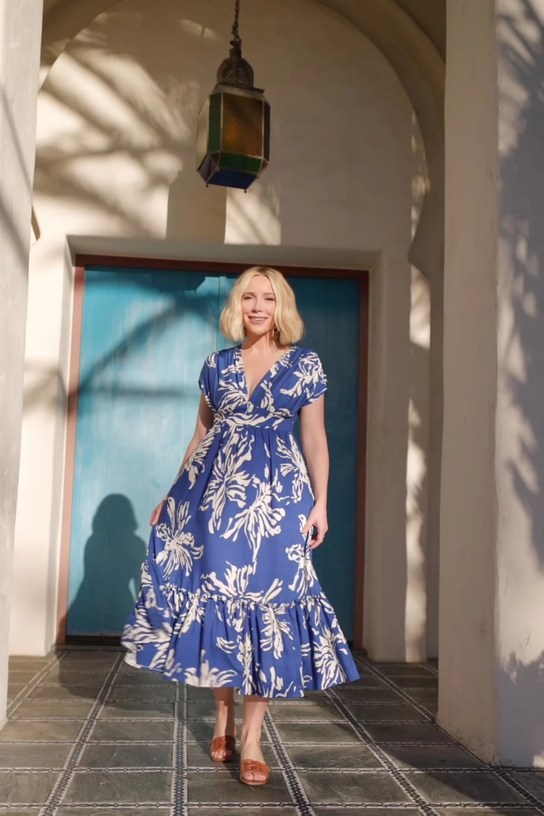 Rosa Midi Dress — Cobalt Floral Smocked Waist