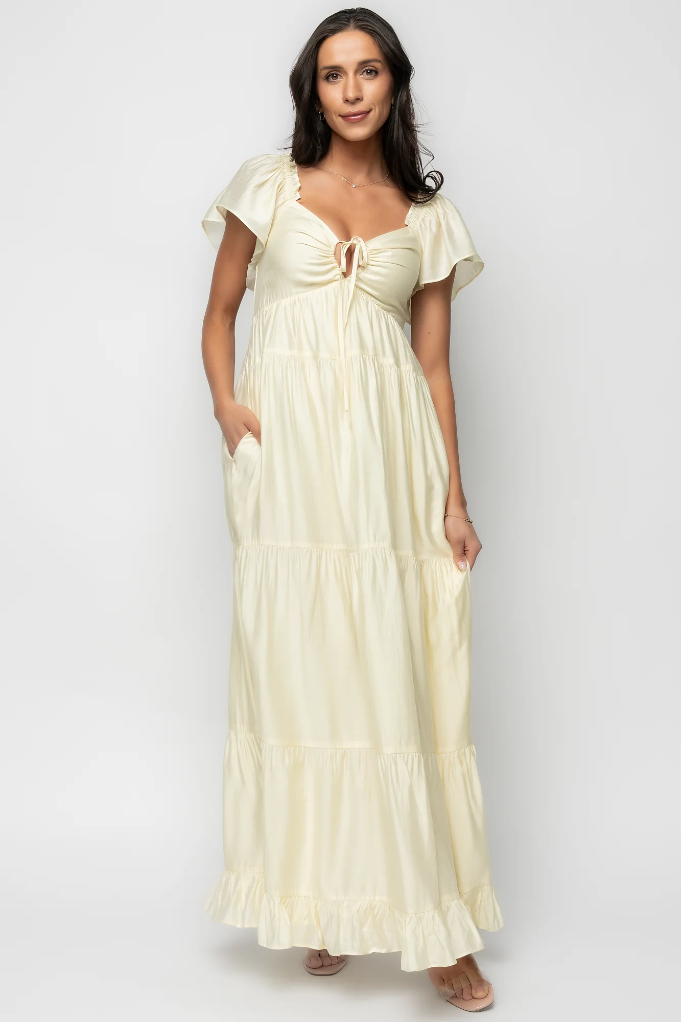 Agatha Maxi Dress — Pale Yellow Ruffle Maxi