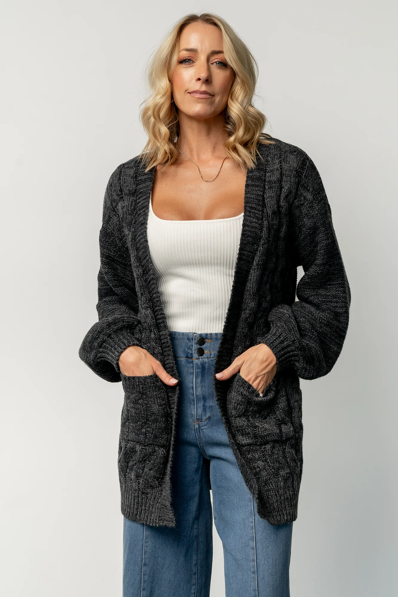 Spencer Chunky Knit Cardigan — Charcoal