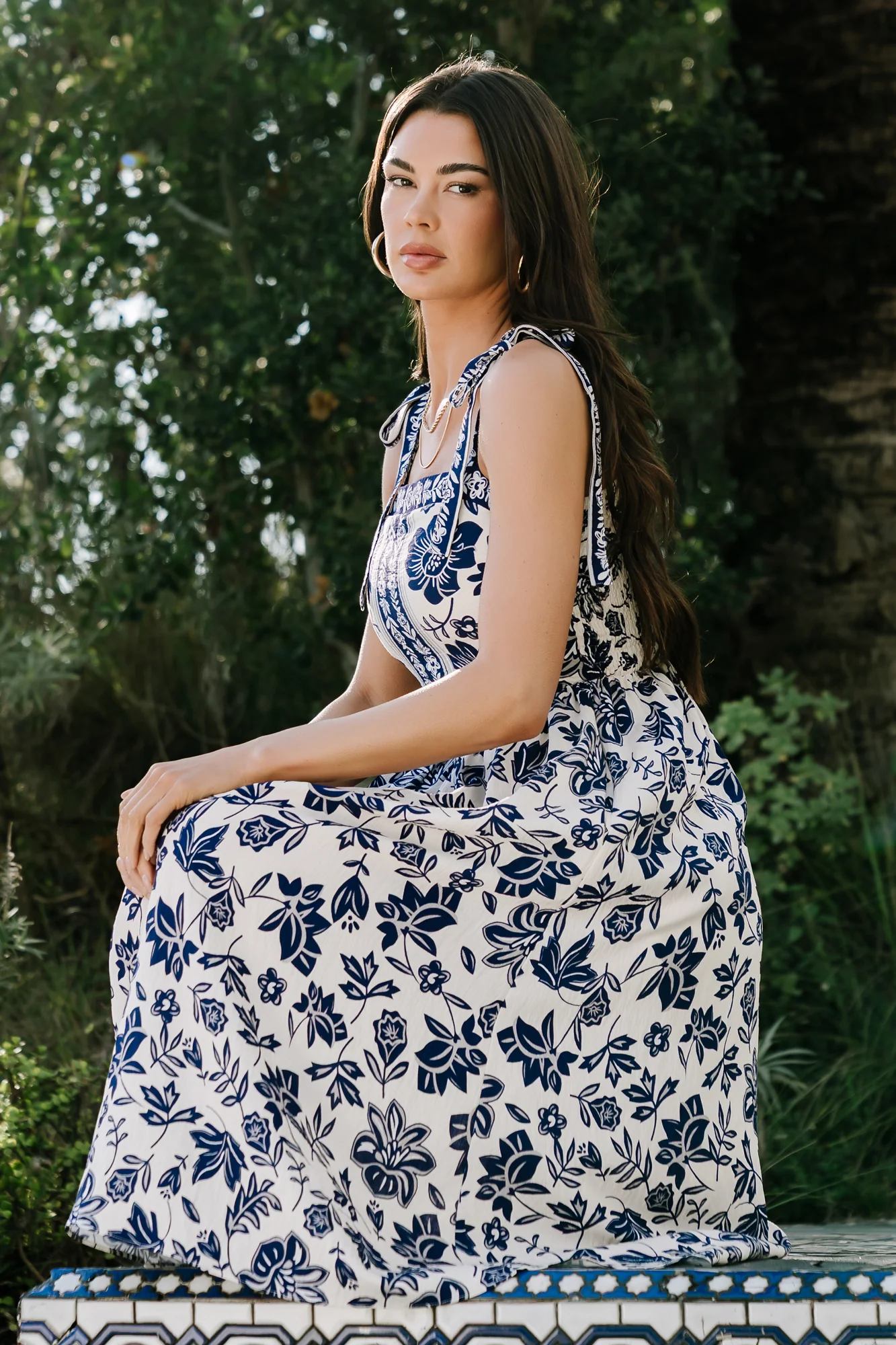 Isabel Midi Dress — Blue Floral Square Neck 6 Isabel Midi Dress — Blue Floral Square Neck