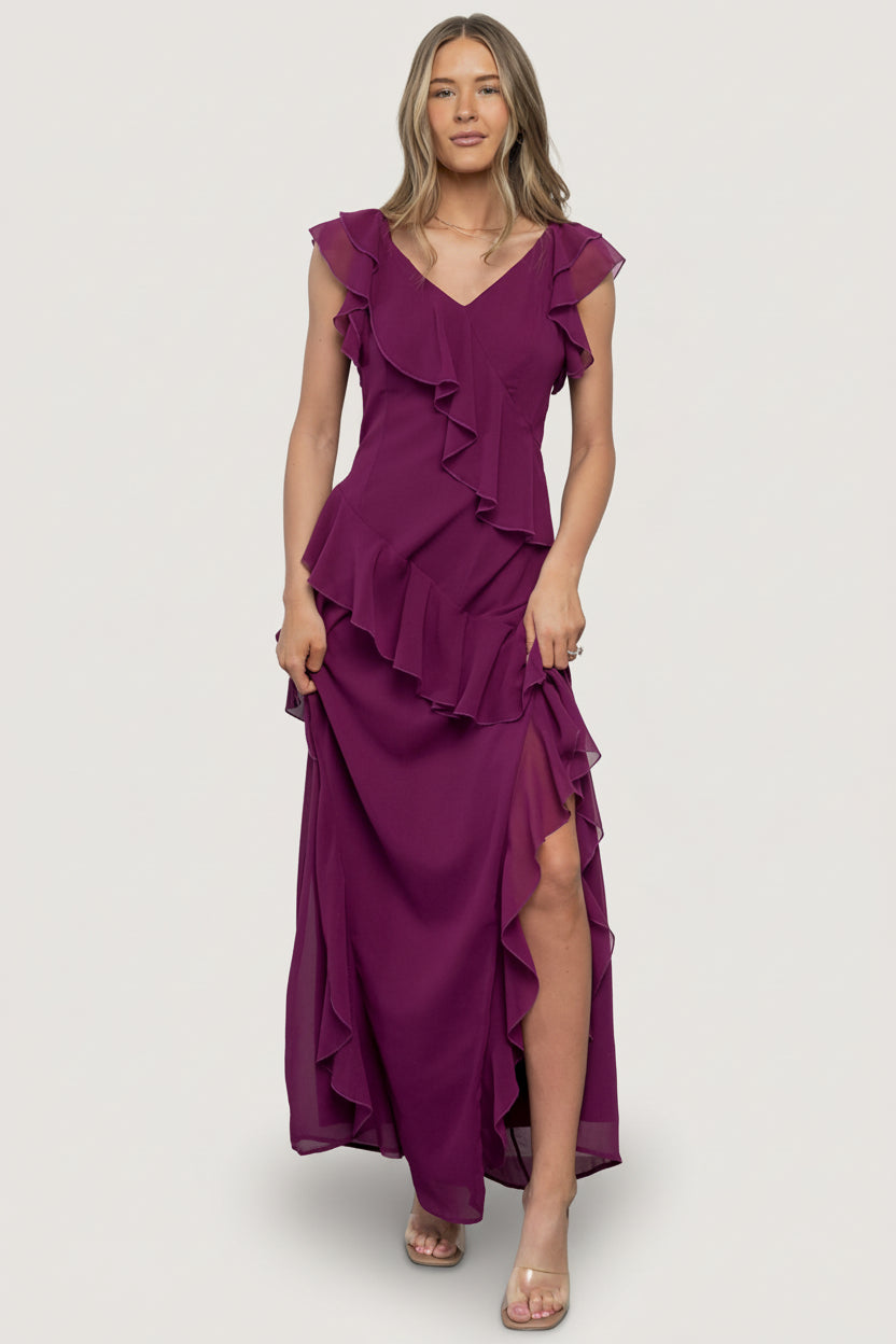 Margaret Ruffle Maxi Dress - Orchid Chiffon 1 Margaret Ruffle Maxi Dress - Orchid Chiffon