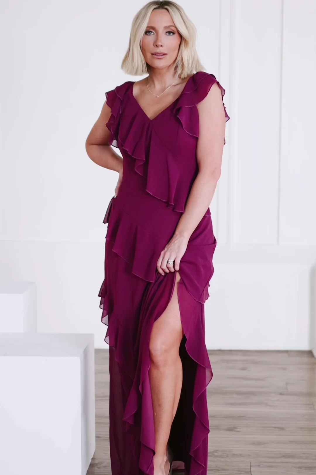 Margaret Ruffle Maxi Dress - Orchid Chiffon 2 Margaret Ruffle Maxi Dress - Orchid Chiffon