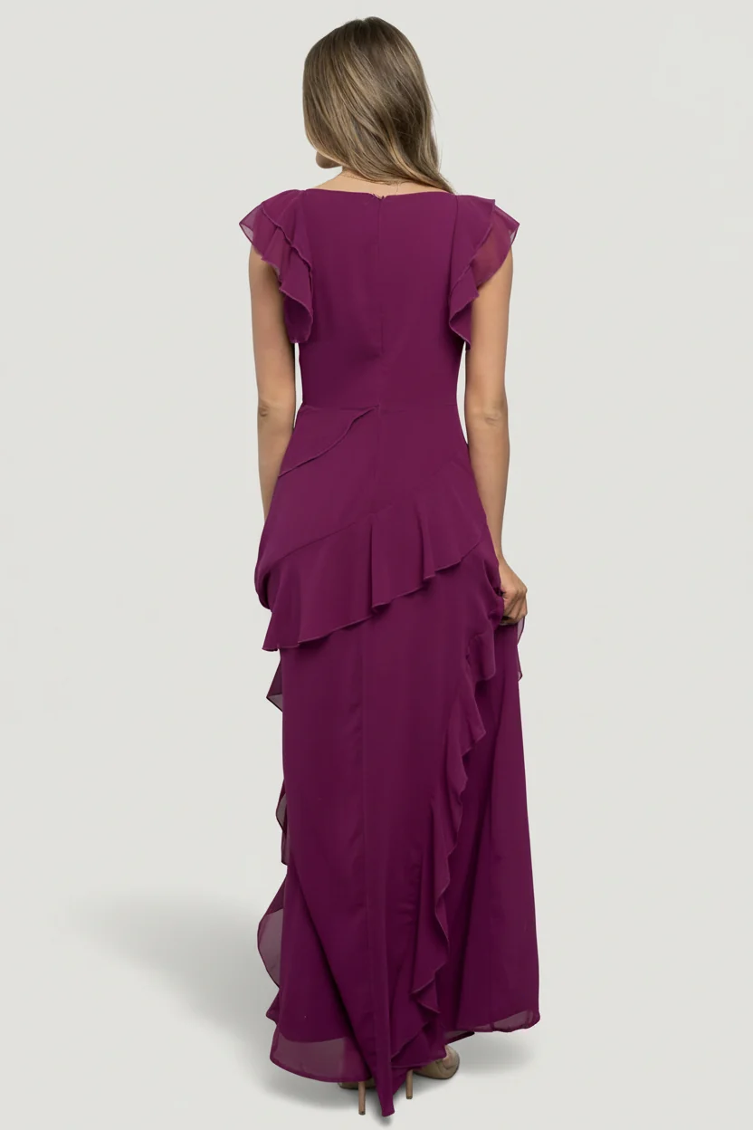 Margaret Ruffle Maxi Dress - Orchid Chiffon 4 Margaret Ruffle Maxi Dress - Orchid Chiffon