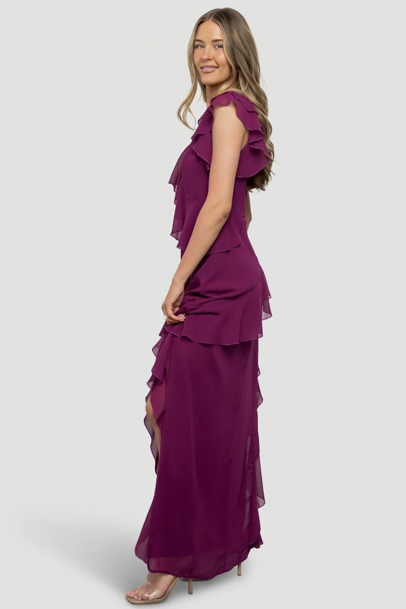 Margaret Ruffle Maxi Dress - Orchid Chiffon 5 Margaret Ruffle Maxi Dress - Orchid Chiffon