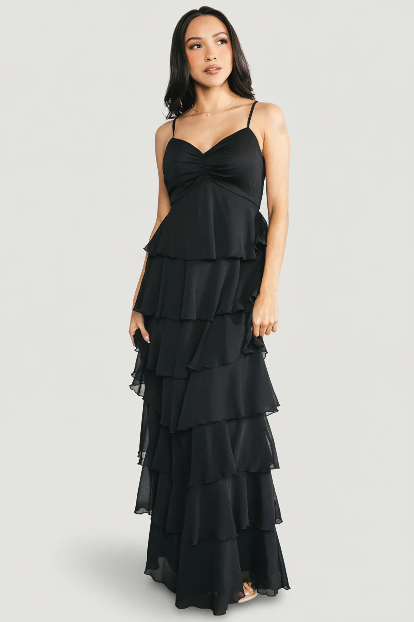 Tiana Chiffon Tiered Maxi Dress - Smocked Back