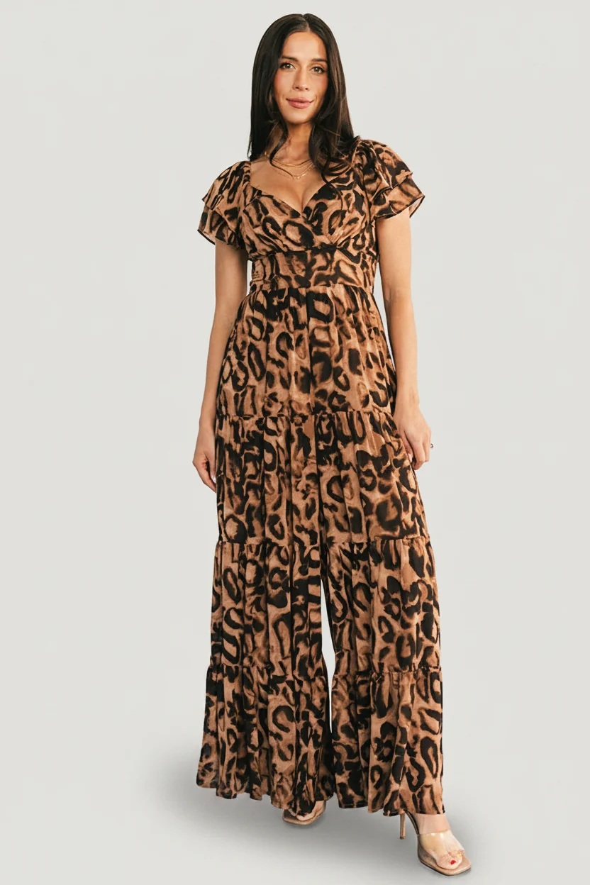 Katalina Leopard Smocked Jumpsuit