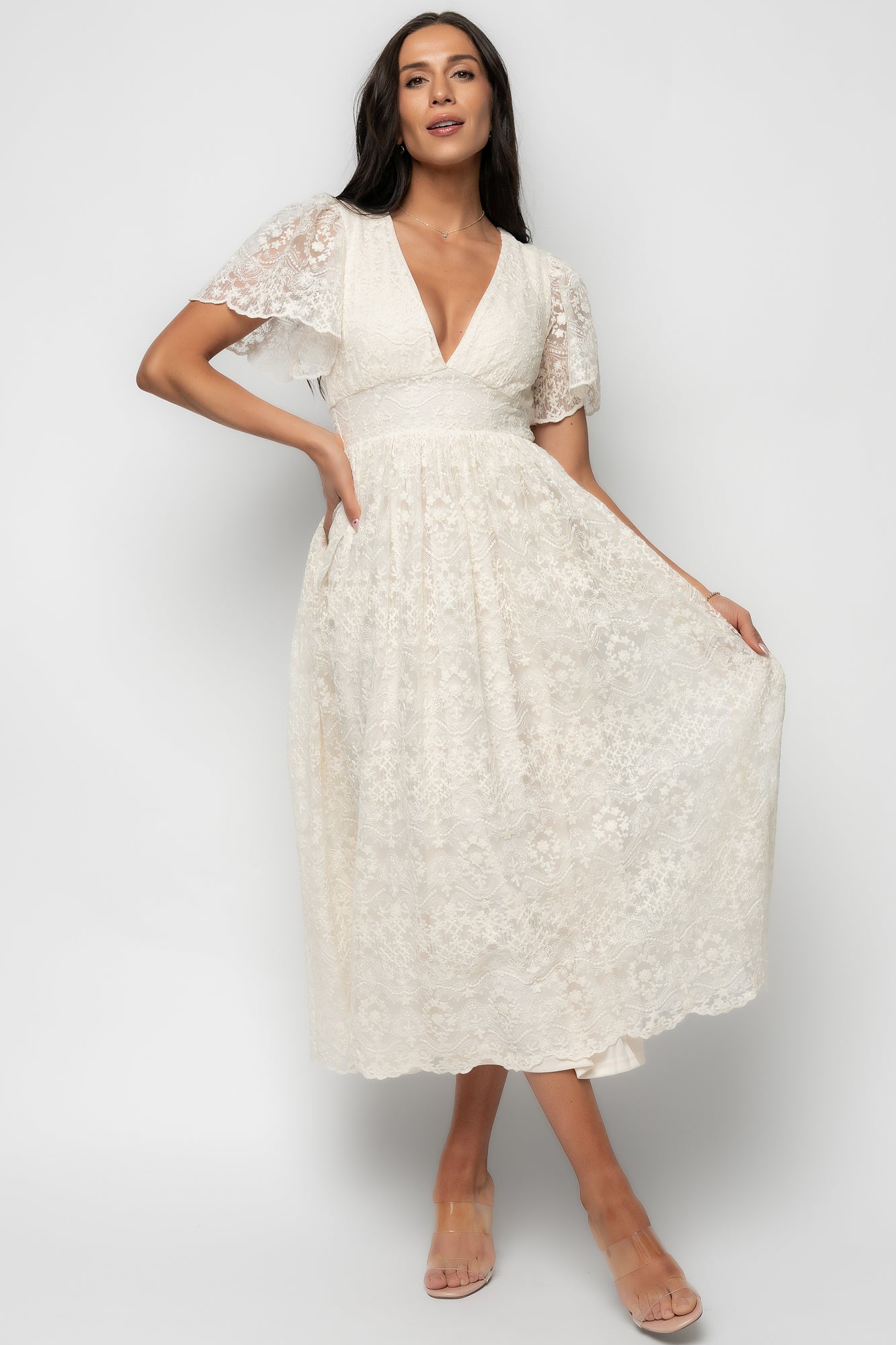 Aphrodite Lace Midi Dress — Vintage Cream 15 Aphrodite Lace Midi Dress — Vintage Cream