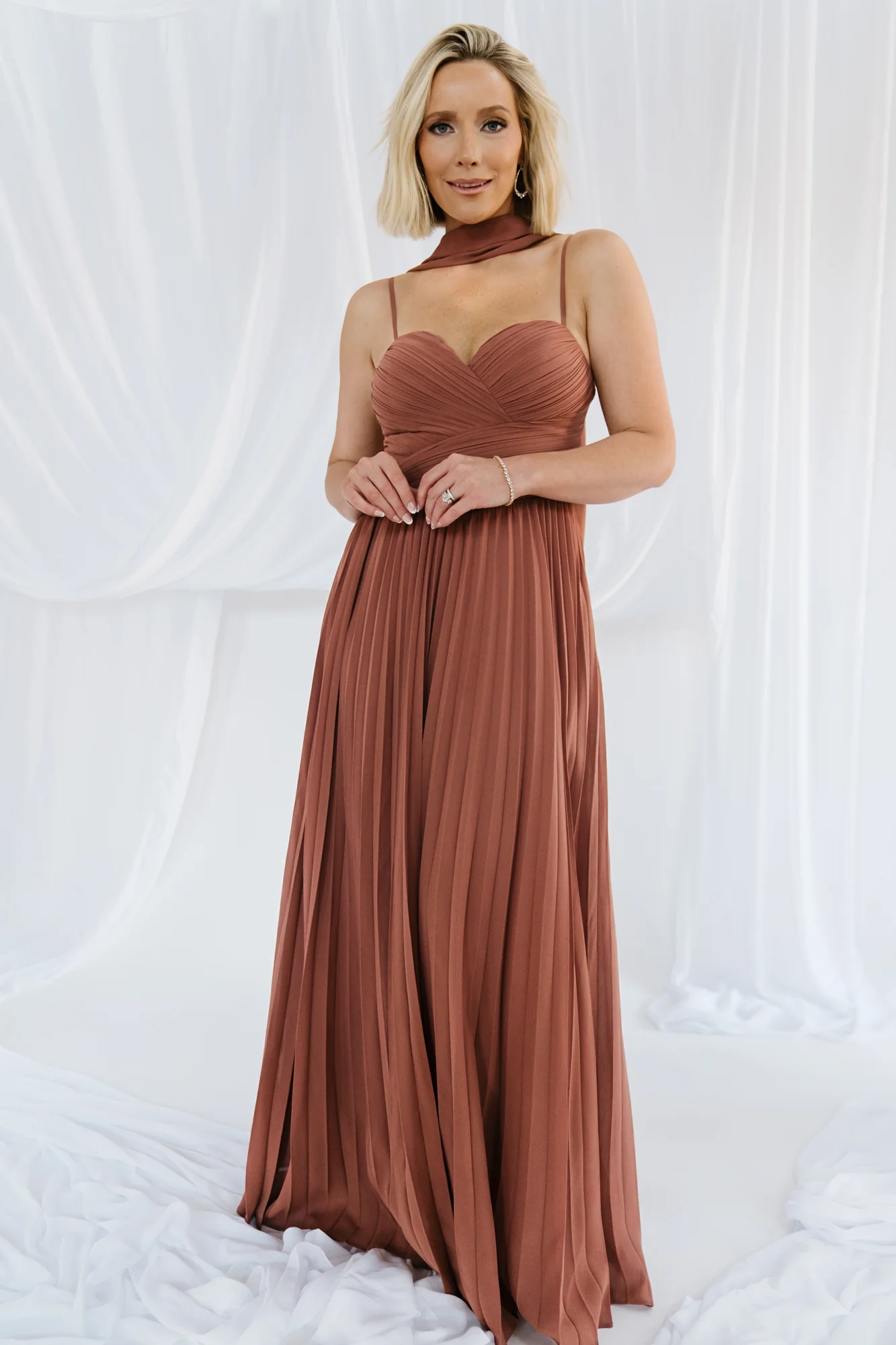 Georgina Pleated Maxi Dress - Rosy Brown 3 Georgina Pleated Maxi Dress - Rosy Brown