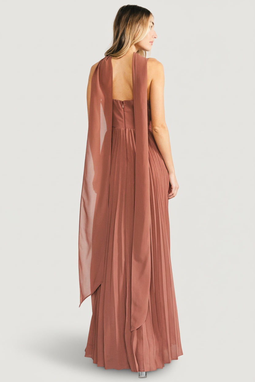 Georgina Pleated Maxi Dress - Rosy Brown 7 Georgina Pleated Maxi Dress - Rosy Brown