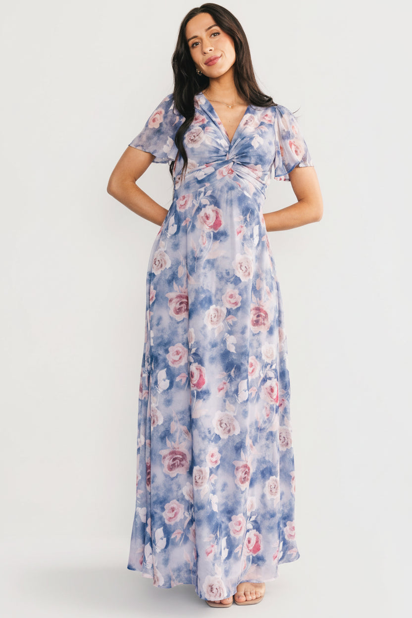 Promise Maxi Dress — Dusty Blue Floral 14 Promise Maxi Dress — Dusty Blue Floral