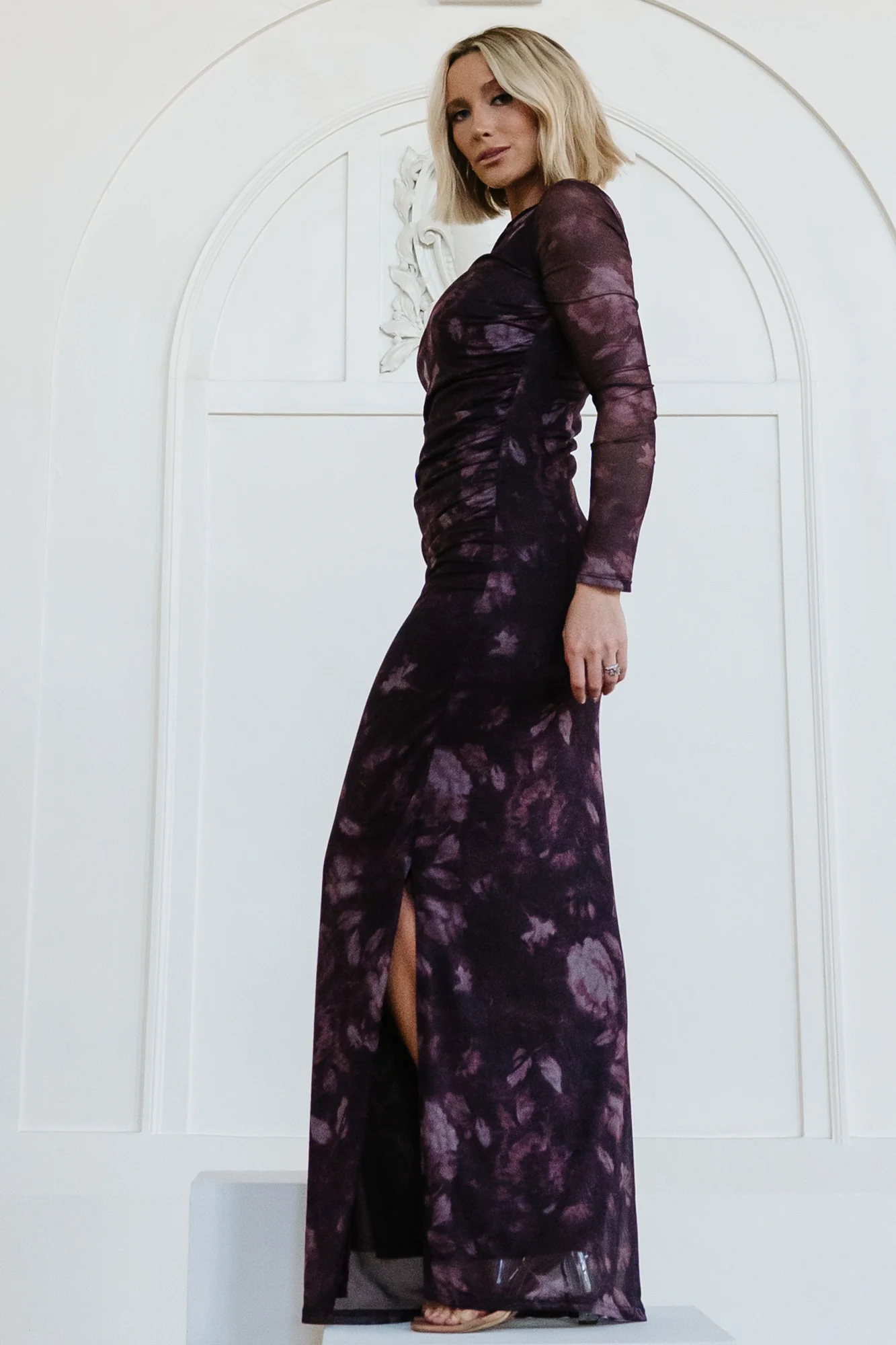 Isadora Mesh Bodycon Maxi — Deep Plum Floral 8 Isadora Mesh Bodycon Maxi — Deep Plum Floral