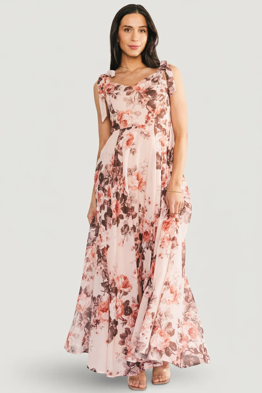 Macey Maxi Dress - Blush Floral Chiffon