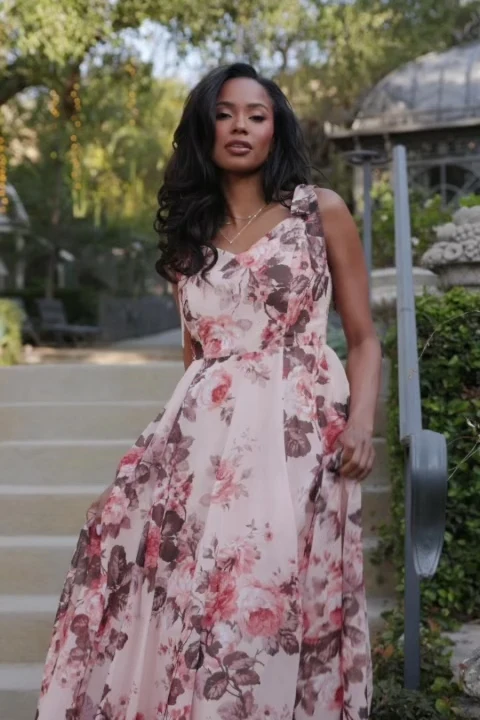Macey Maxi Dress - Blush Floral Chiffon 2 Macey Maxi Dress - Blush Floral Chiffon
