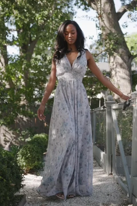 Imogen Maxi Dress — Light Blue Floral