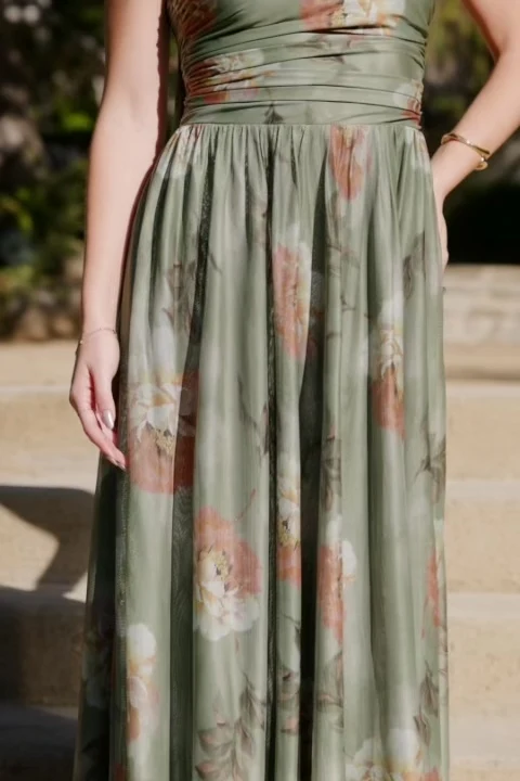 Elias Strapless Maxi Dress - Dark Sage Floral