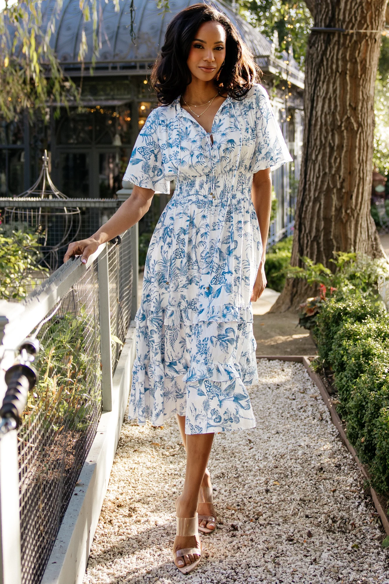 Willow Boho Midi Dress — White & Blue 3 Willow Boho Midi Dress — White & Blue