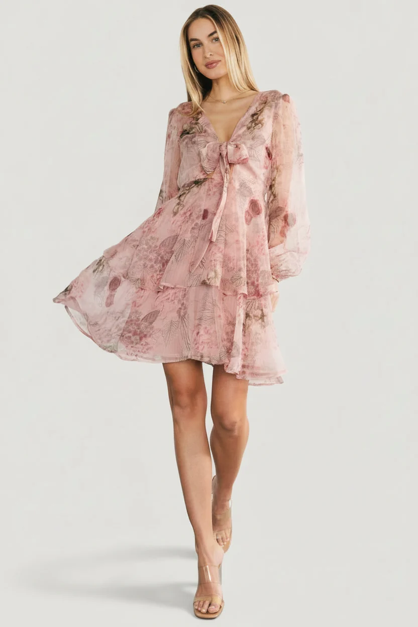 Zoemy Short Dress — Dusty Rose Floral