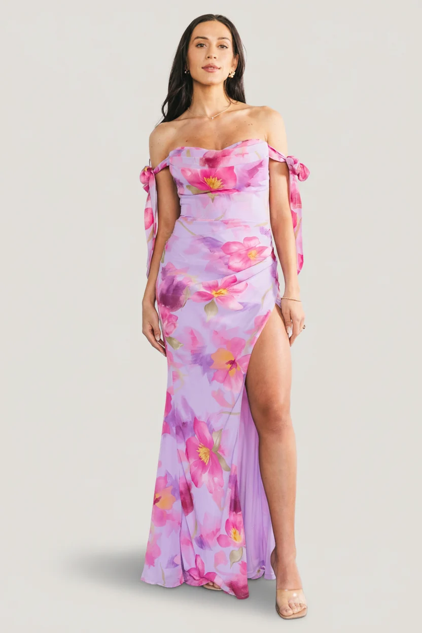 Allegra Off-Shoulder Maxi Dress — Lavender
