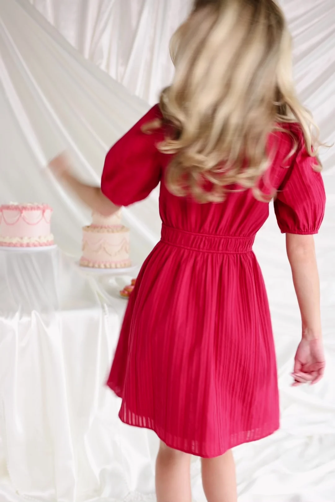 Hayley Dusty Red Cotton Short Dress