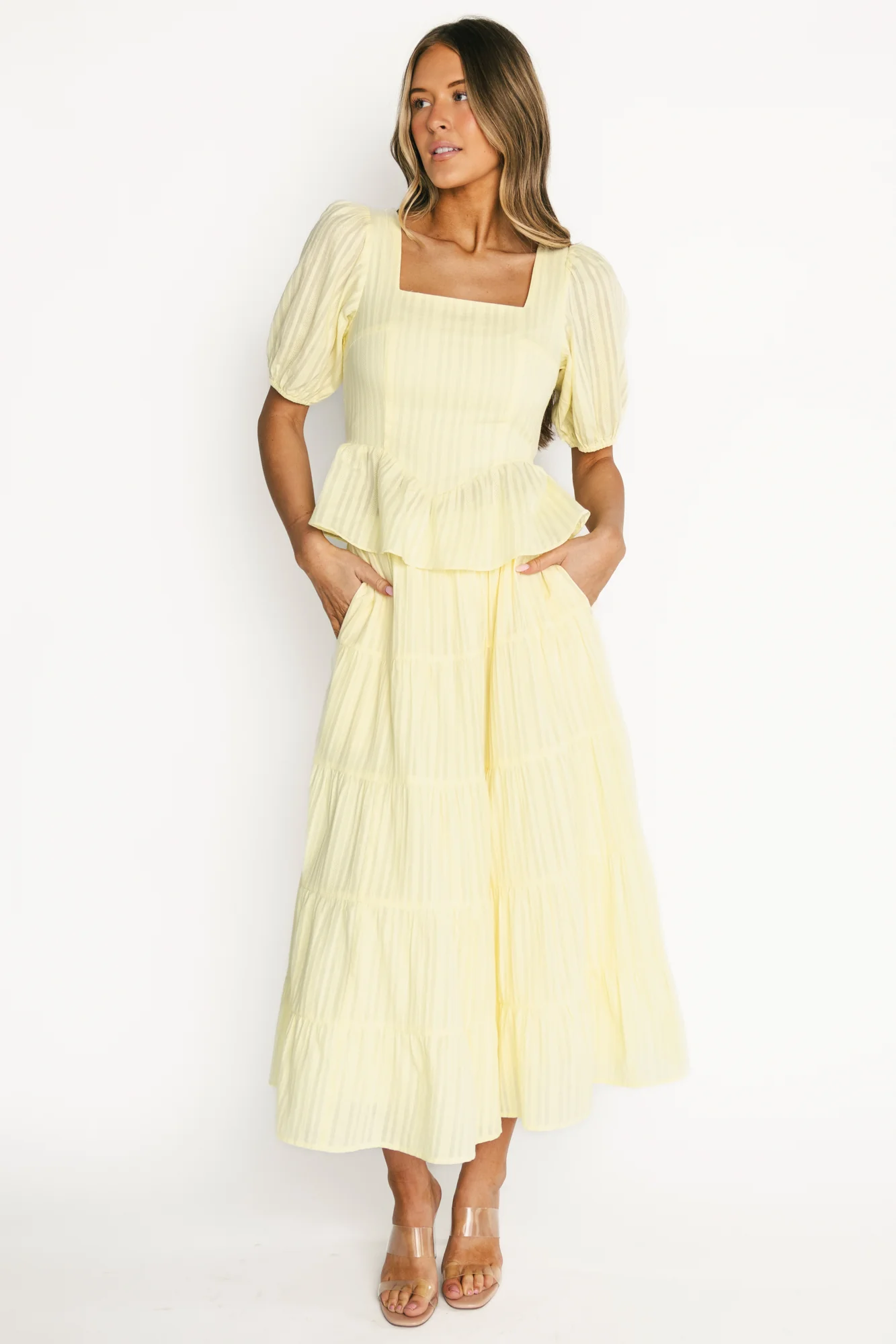 Candace Top & Skirt Set — Light Yellow