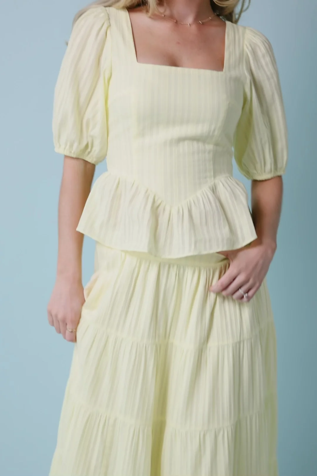 Candace Top & Skirt Set — Light Yellow