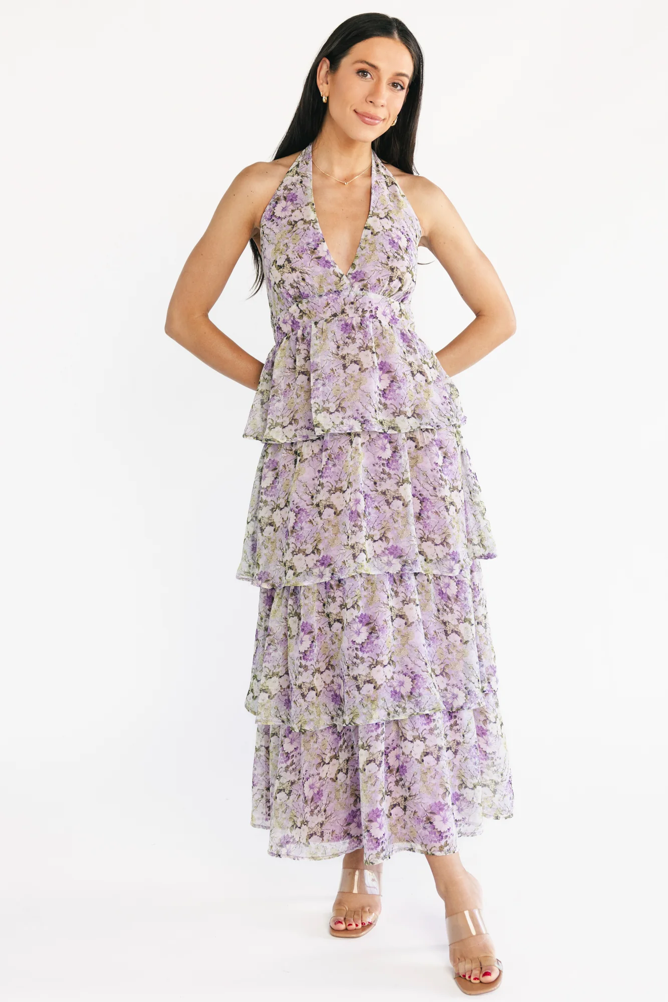 Louanne Halter Maxi Dress — Lavender Floral