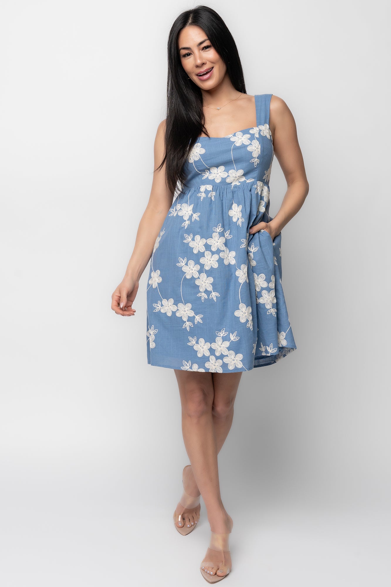Ivy Short Dress — Blue Embroidered Cotton Mini 14 Ivy Short Dress — Blue Embroidered Cotton Mini