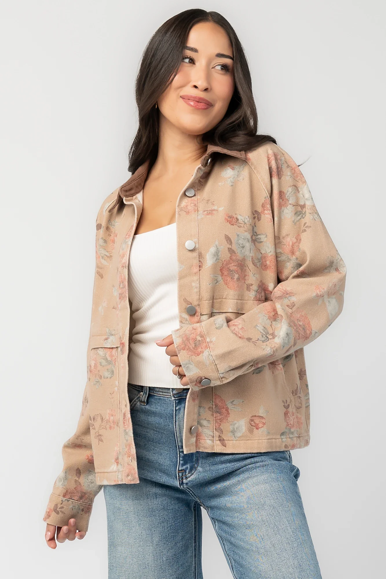 Lori Lightweight Jacket | Natural Floral 1 Lori Lightweight Jacket | Natural Floral