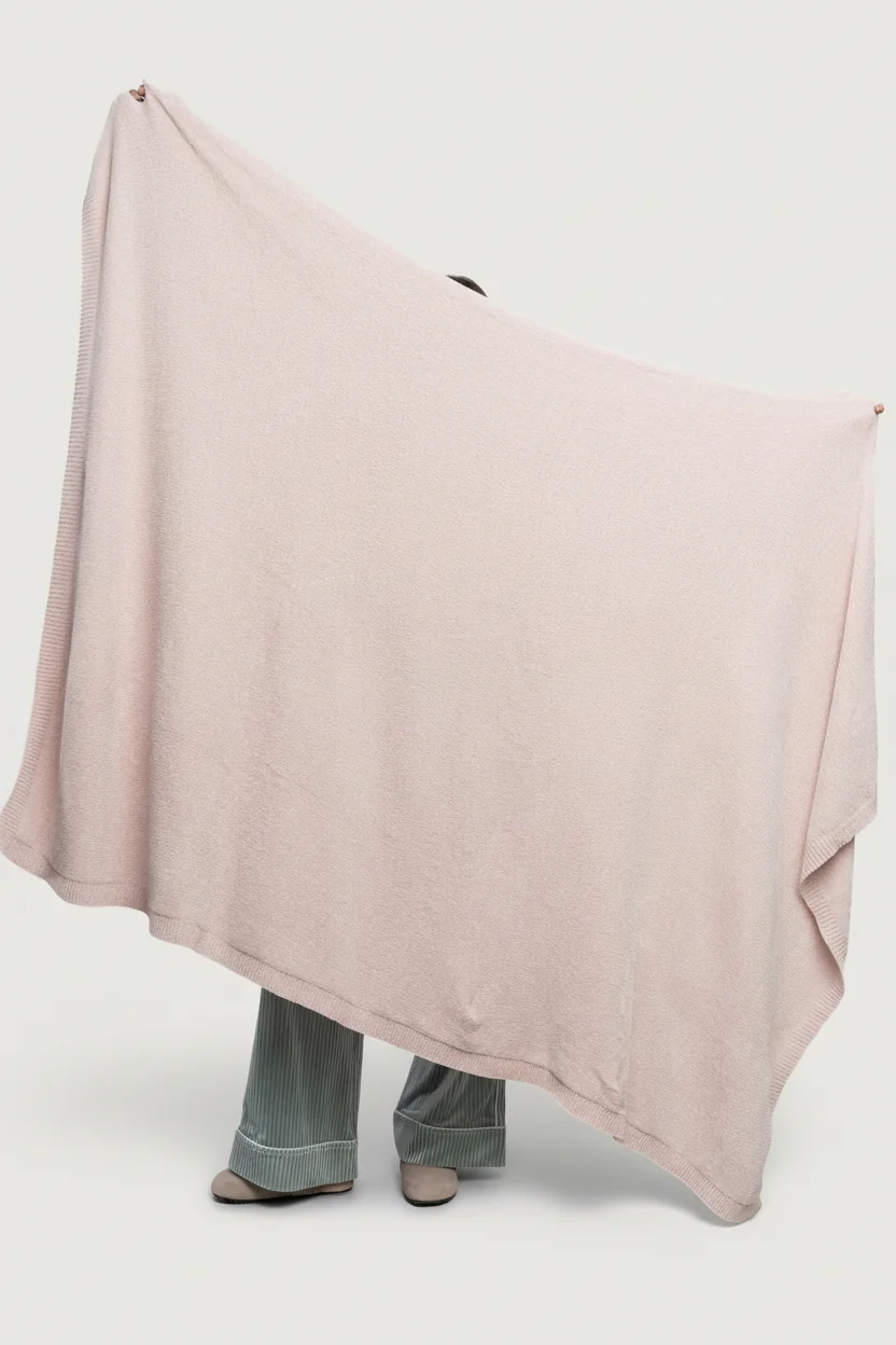 Chrissy Velvet Throw Blanket, Pale Blush