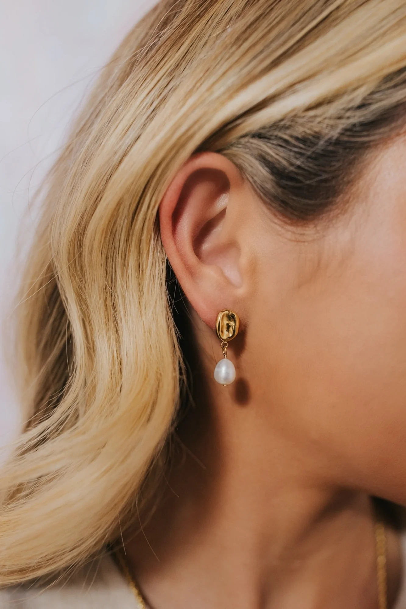 Ophelia Pearl Studs — 18K Gold Over Titanium