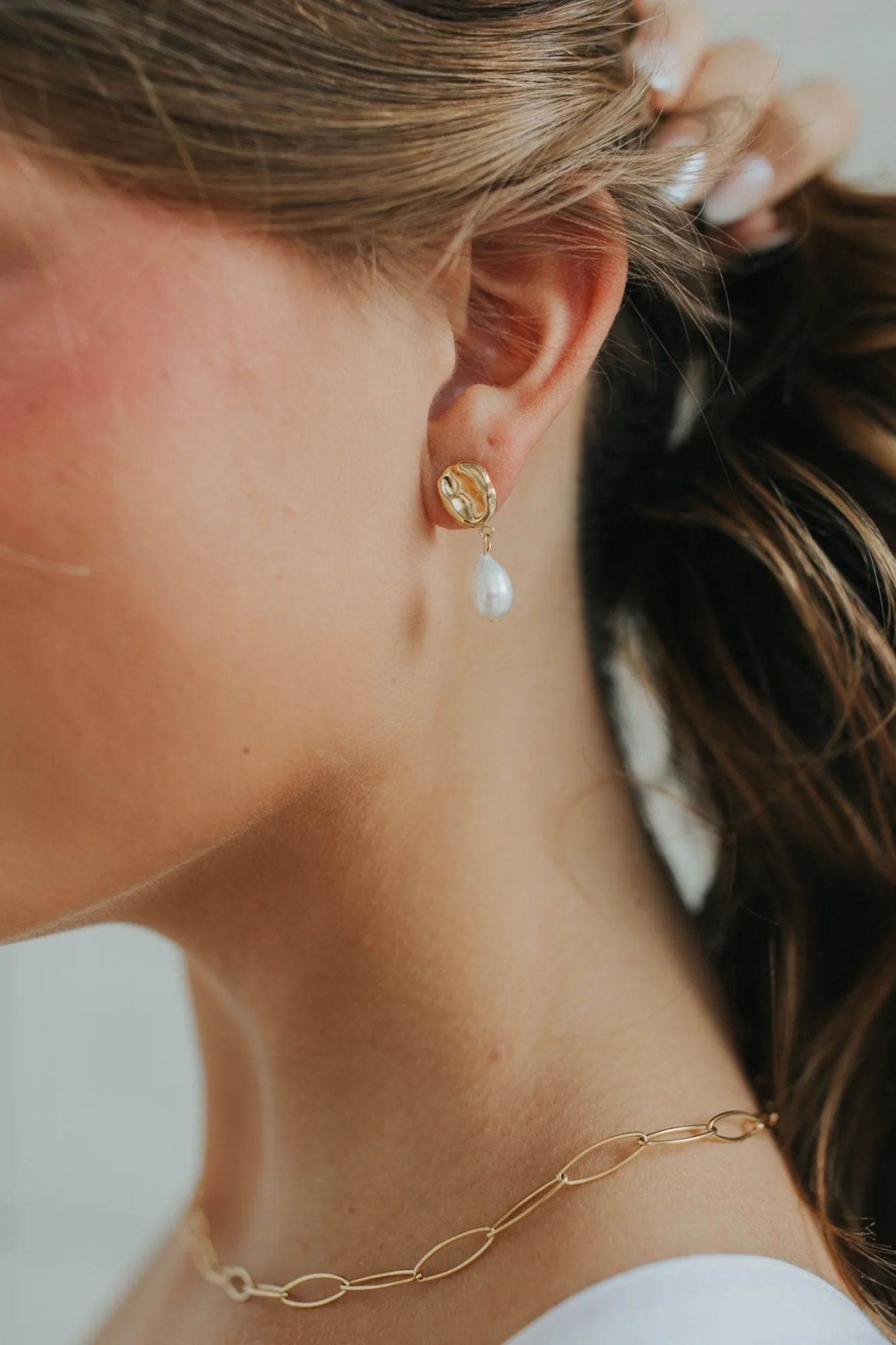 Ophelia Pearl Studs — 18K Gold Over Titanium 2 Ophelia Pearl Studs — 18K Gold Over Titanium