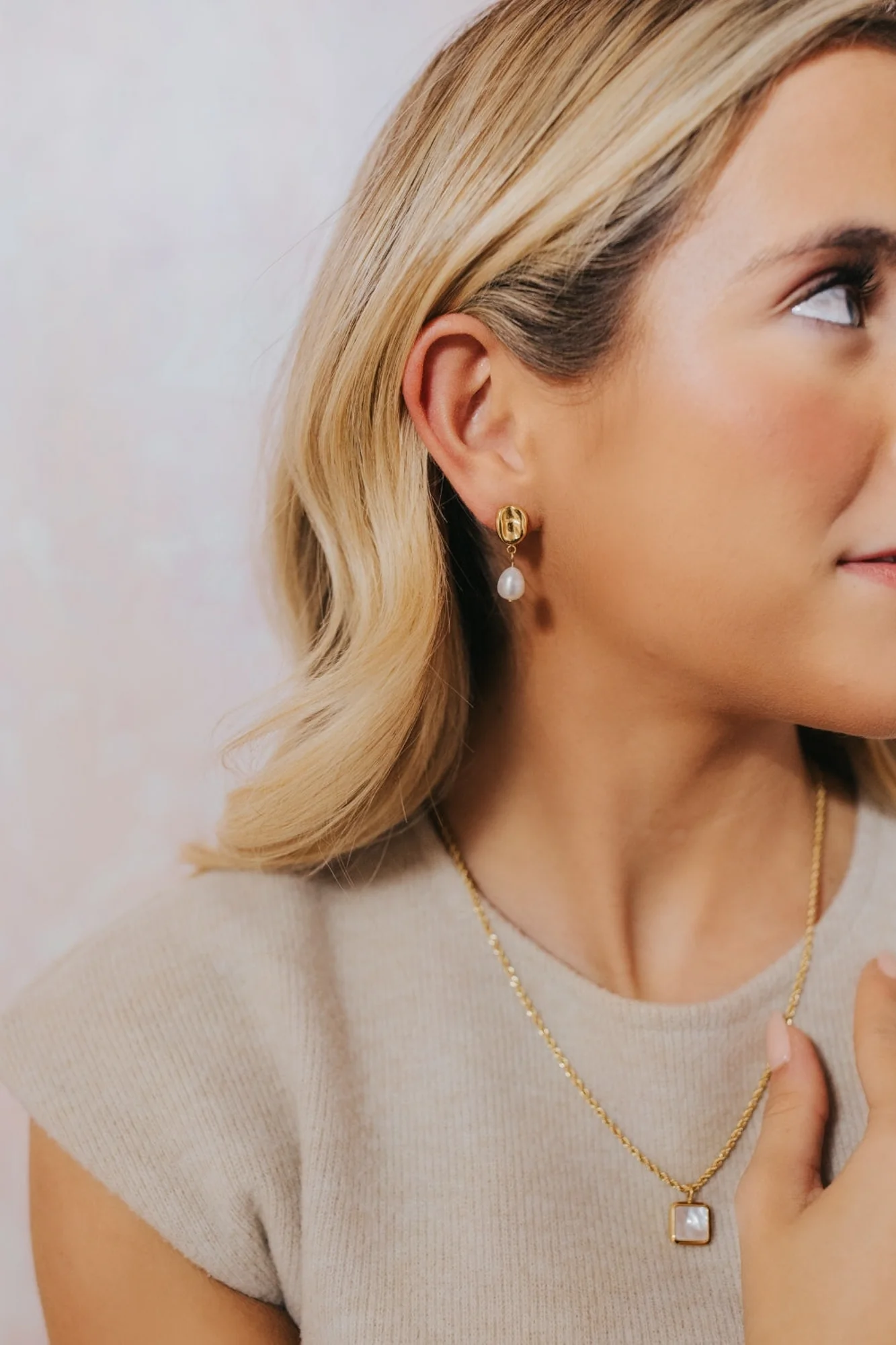 Ophelia Pearl Studs — 18K Gold Over Titanium 3 Ophelia Pearl Studs — 18K Gold Over Titanium