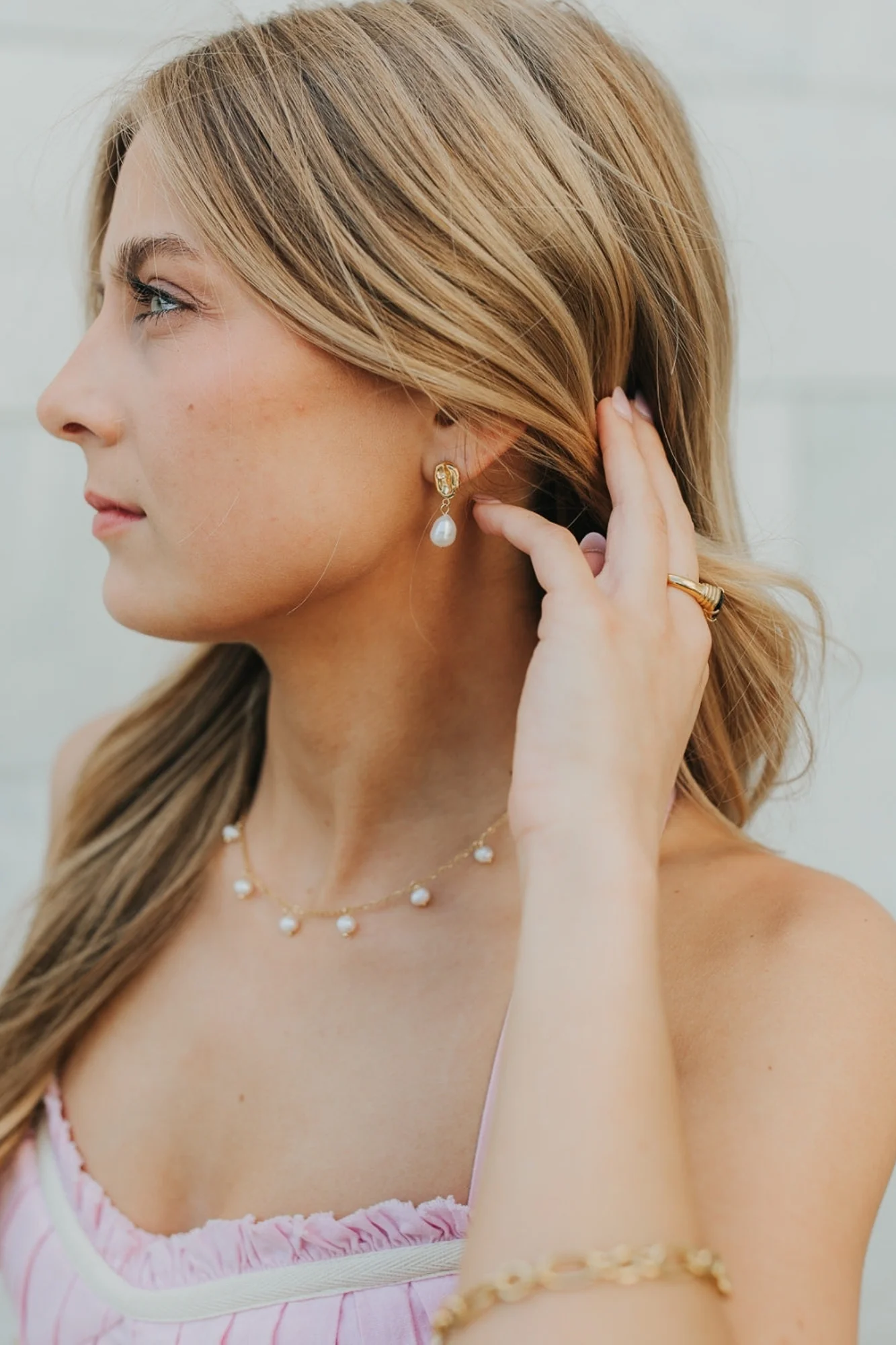 Ophelia Pearl Studs — 18K Gold Over Titanium 4 Ophelia Pearl Studs — 18K Gold Over Titanium