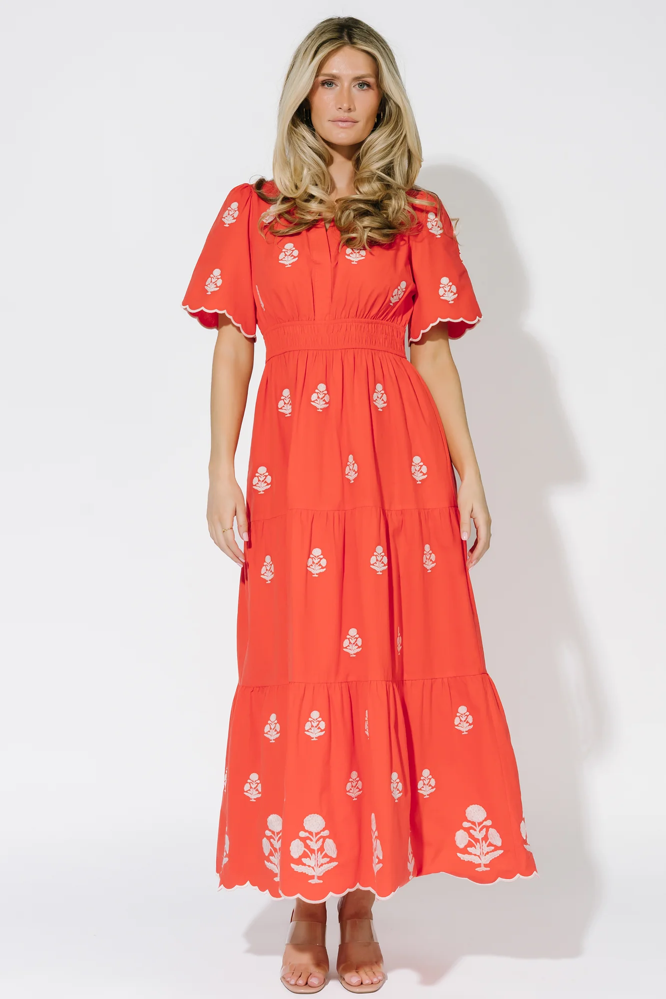 Delilah Embroidered Cotton Maxi Dress in Red 3 Delilah Embroidered Cotton Maxi Dress in Red