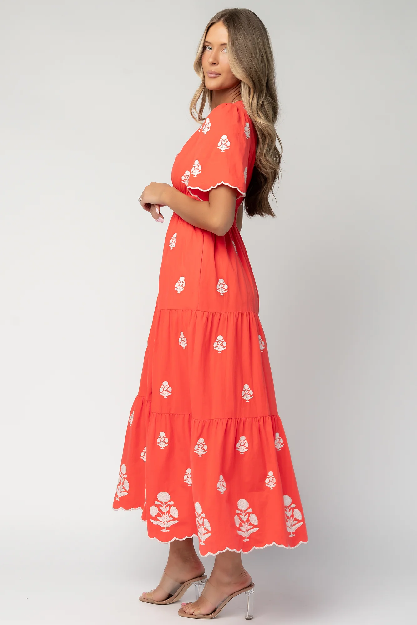 Delilah Embroidered Cotton Maxi Dress in Red 4 Delilah Embroidered Cotton Maxi Dress in Red
